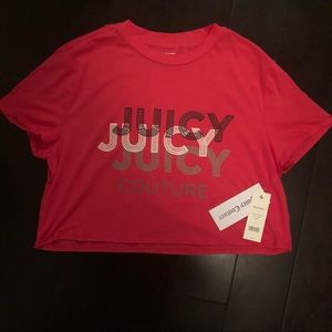 $50 NWT Juicy Couture Cropped graphic T shirt sz XL Pink